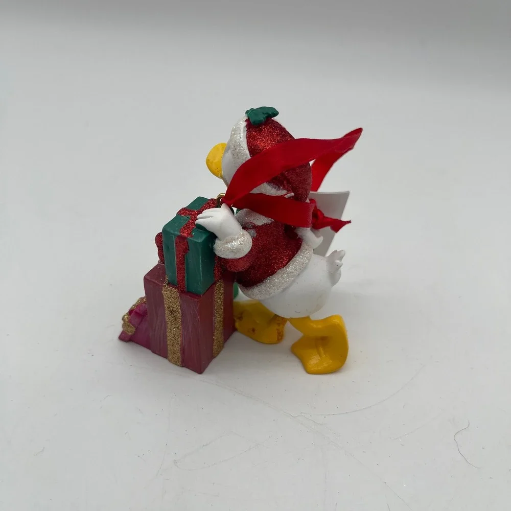 Disney Donald Duck Santa Christmas Ornament with Presents Glitter Accents NEW